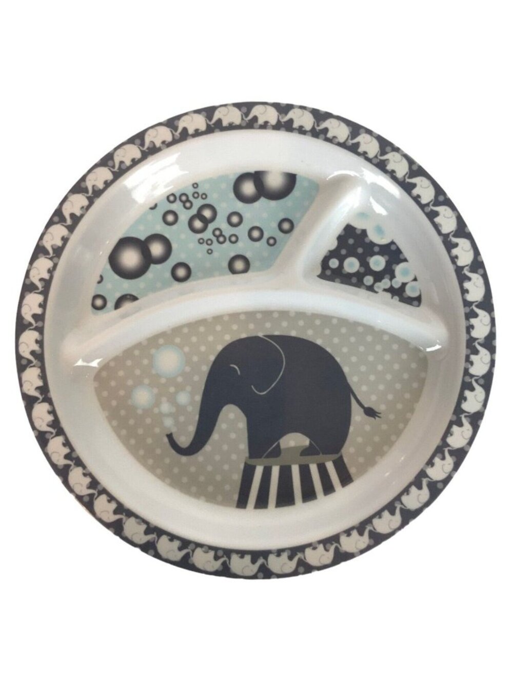 Elephant Bubbles Childrens Divided Melamine Plate By Lady Jayne Ltd 2015